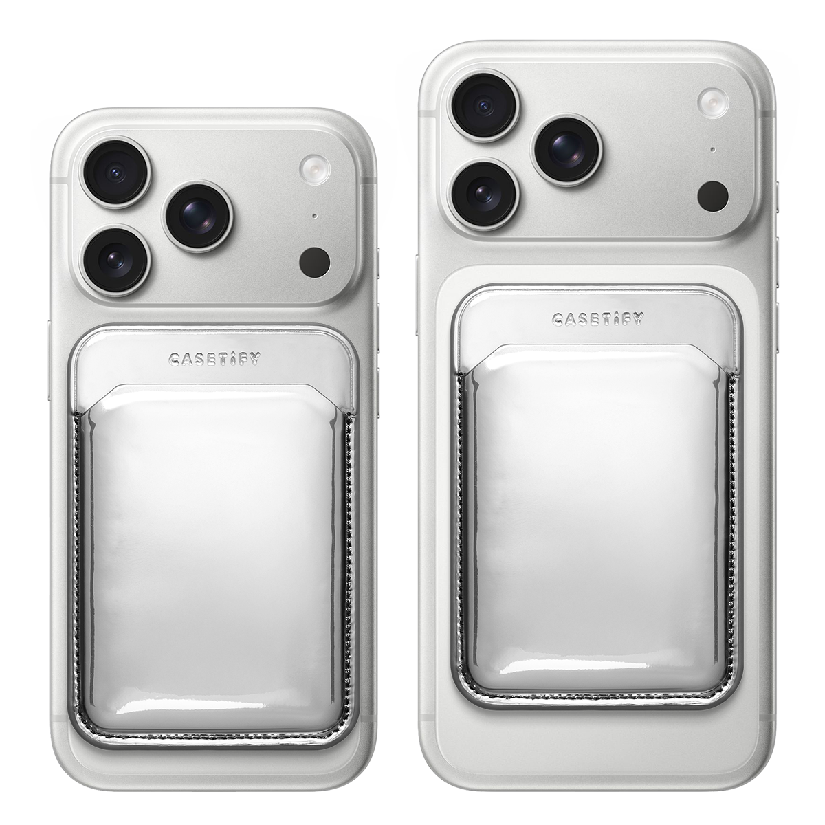 CASETiFY Magsafe Snappy Metallic Puffy Wallet - Silver