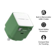 Load image into Gallery viewer, Momax UM72 Compact 35W GaN Charger with Built-in USB-C Cable for Macbook Air &amp; Mobile Devices
