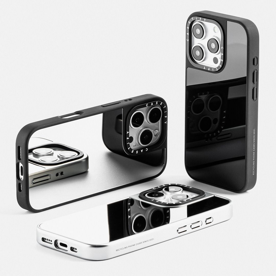 CASETiFY Magsafe Mirror Case for iPhone 16 Pro Max - Blank Silver On Black
