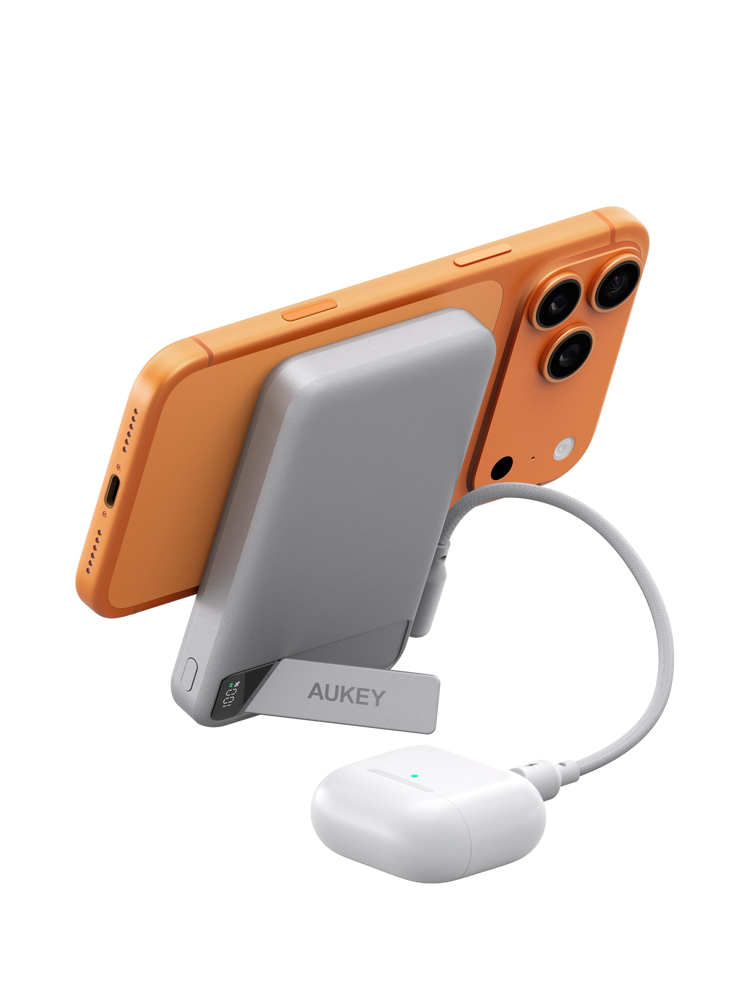 [3C | CCC Certified] Aukey PB-MS20 MagFusion Vista 10000mAh 15W Wireless Power Bank w Built in Cable