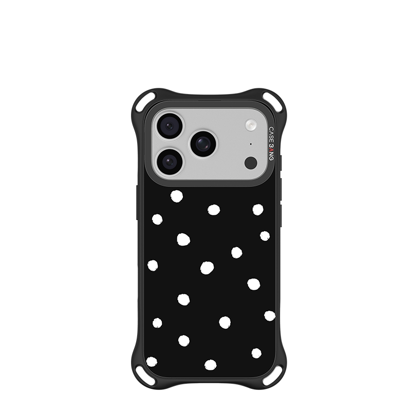 CASEBANG QuadGuard ImagiSnap Snap-On Base Case for iPhone 17-16 Series - Polka Dots | Base Case + Snap-On Cover set