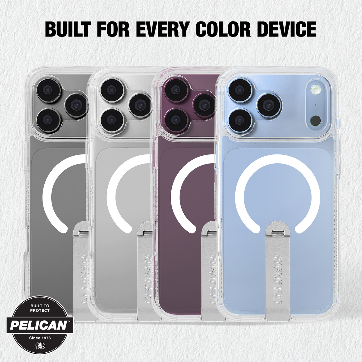Pelican iPhone 18 / 17 Pro / Pro Max - Protector MagSafe Case with Metal Kickstand - Clear