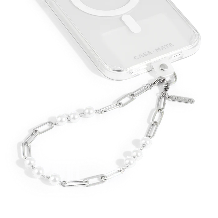 Case-Mate Phone Charm - Linked Chain Silver Pearl