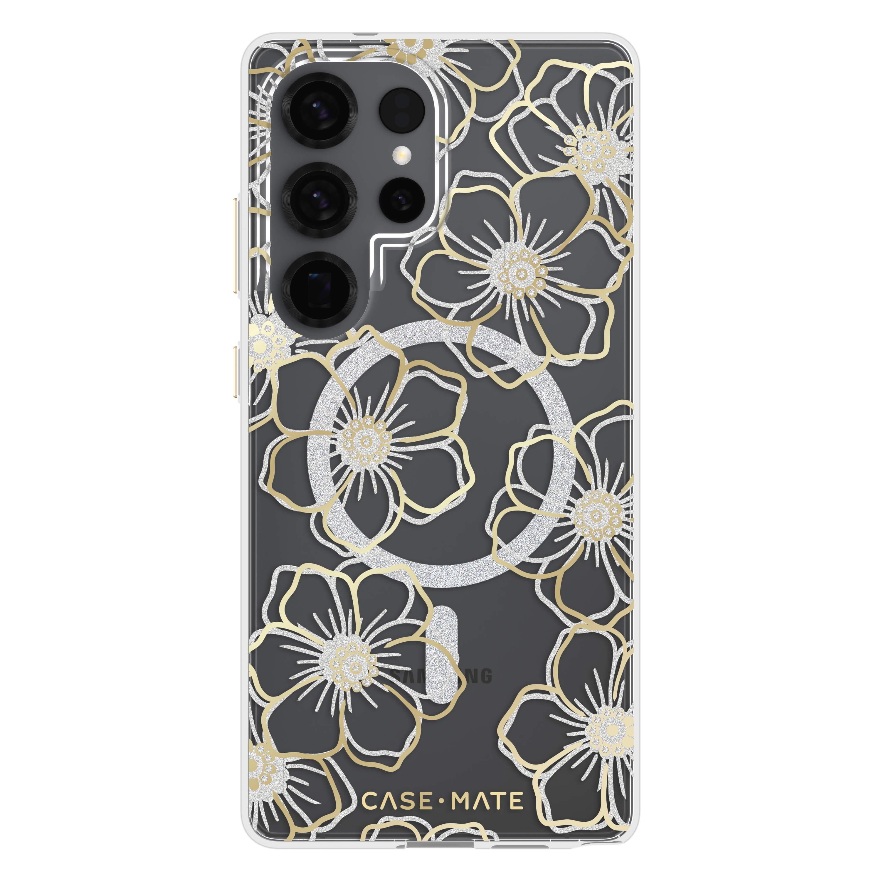 Case-Mate Samsung Galaxy S25 Plus / S25 Ultra Floral Gems Magnetic Case - Gold