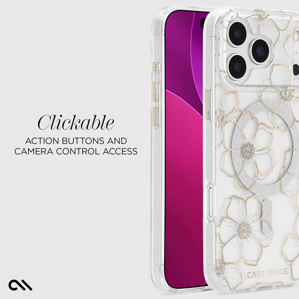 Case-Mate iPhone 17 Series Floral Gems Gold MagSafe Case