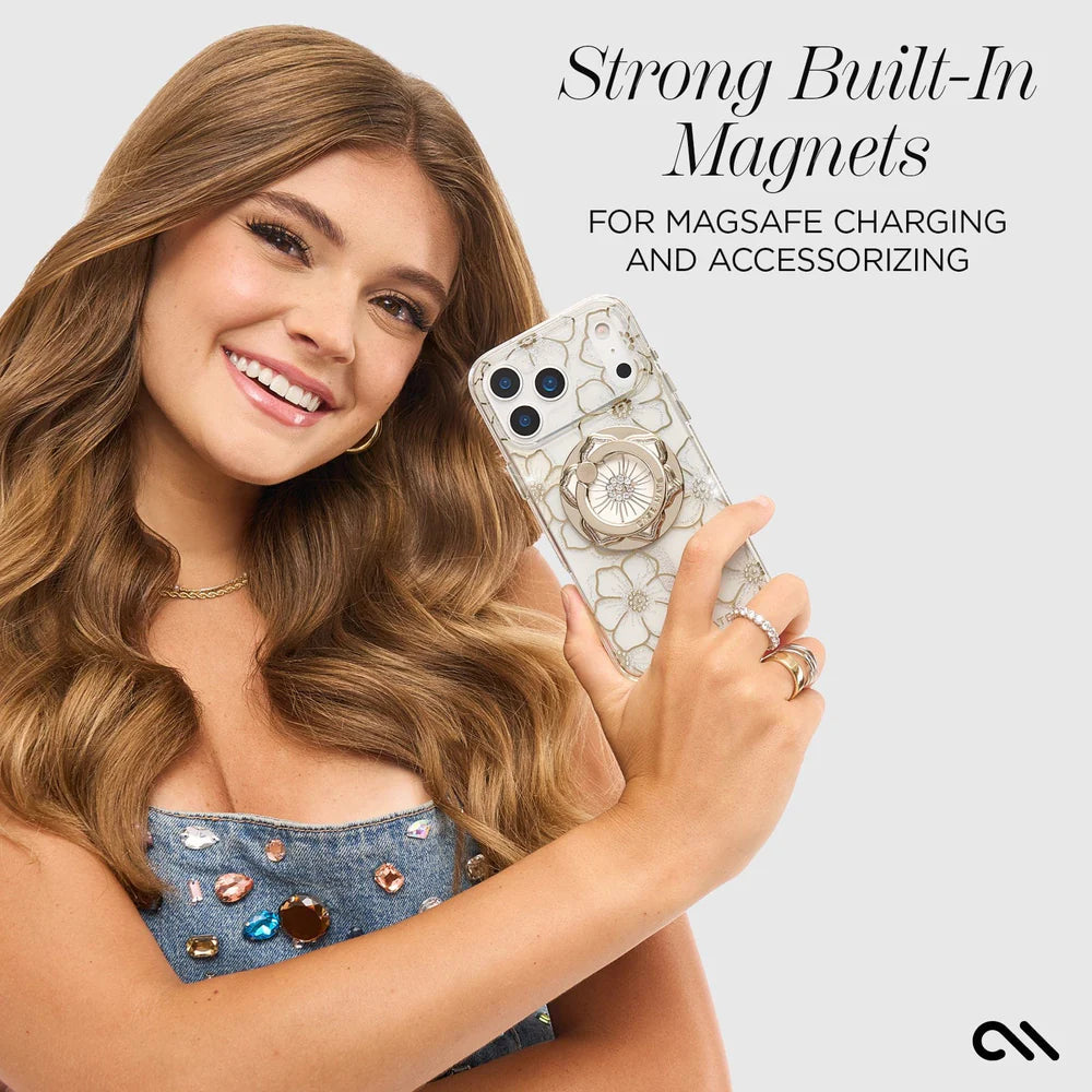 Case-Mate iPhone 17 Series Floral Gems Gold MagSafe Case