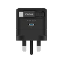 Load image into Gallery viewer, Momax UM72 Compact 35W GaN Charger with Built-in USB-C Cable for Macbook Air &amp; Mobile Devices
