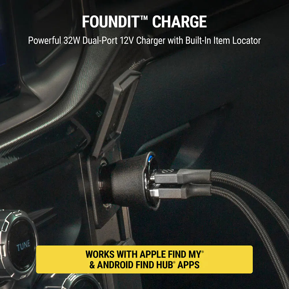 Scosche FOUNDIT CHARGE - Car Charger w/ locator [works with Apple Find My & Find Hub]