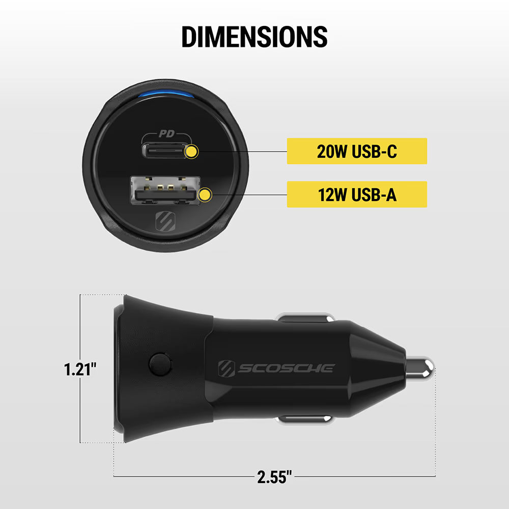 Scosche FOUNDIT CHARGE - Car Charger w/ locator [works with Apple Find My & Find Hub]