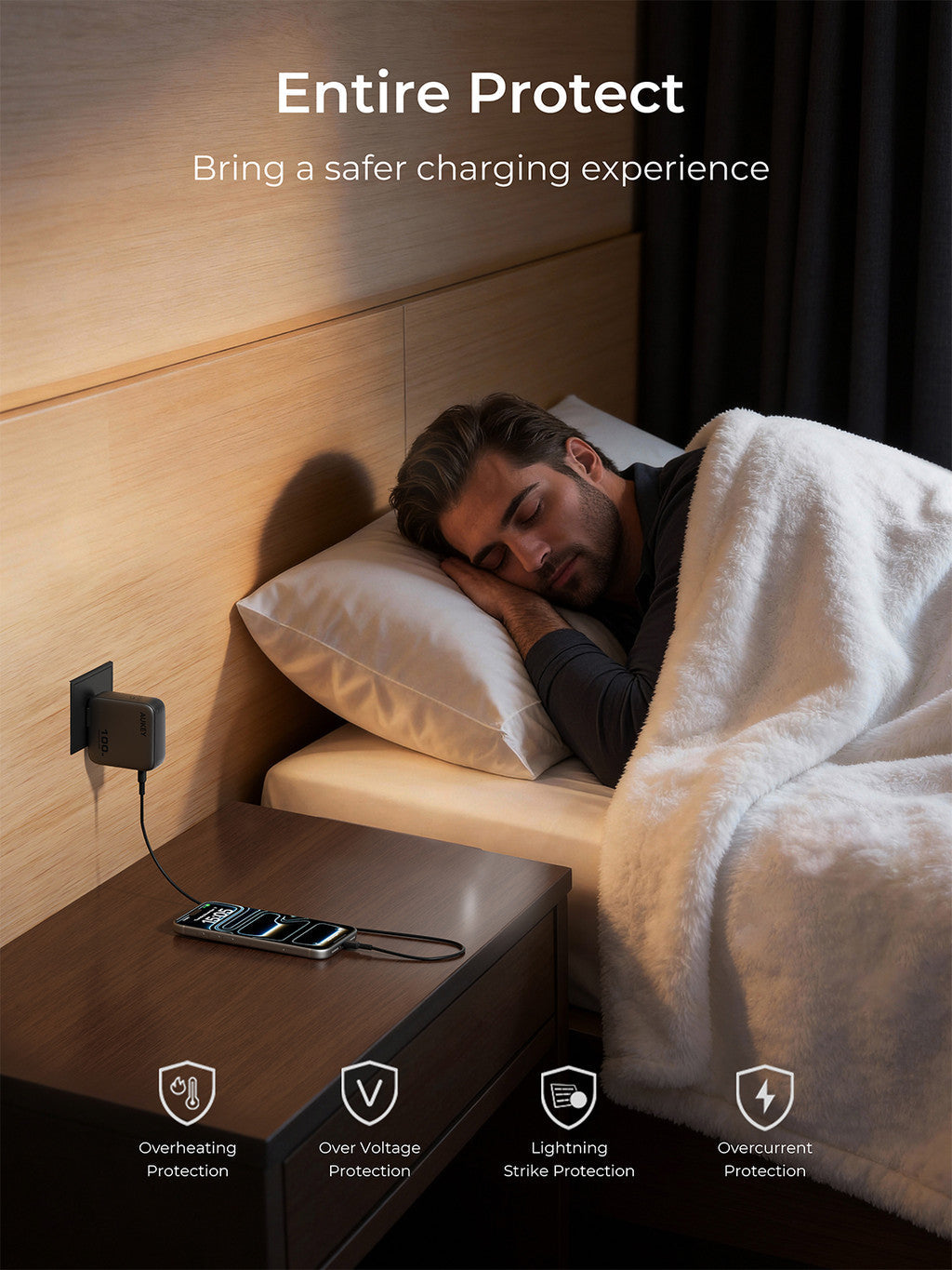 Aukey PA-B9 Nova PinS 100W GaN Wall Charger Smart Display EU UK US TH Interchangeable Plugs
