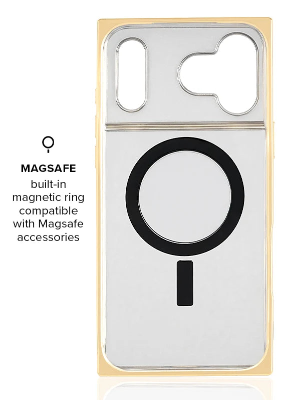 Flaunt iPhone 18 / 17 Pro Max SQUARE MagSafe Case - Gold Crystal Elegance