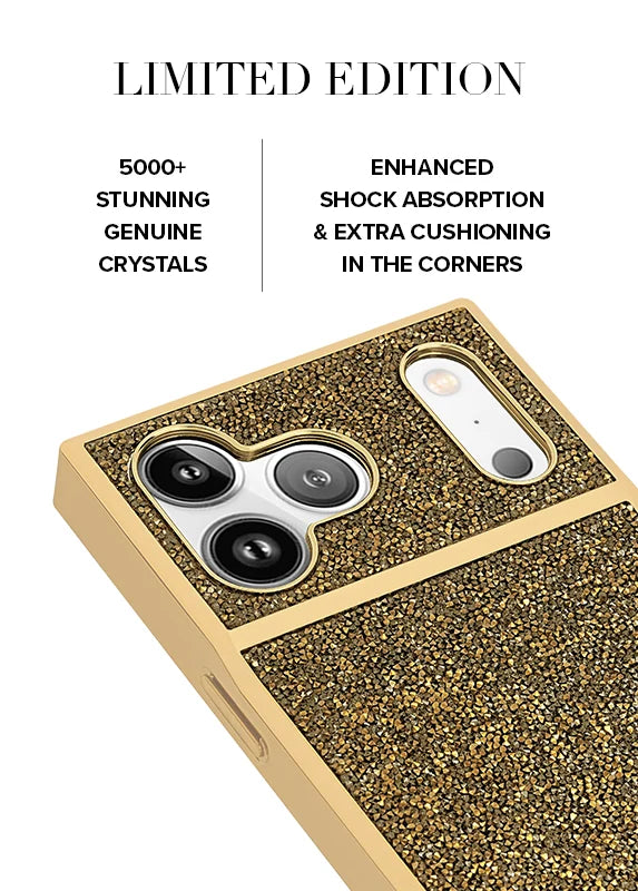 Flaunt iPhone 18 / 17 Pro Max SQUARE MagSafe Case - Gold Crystal Elegance