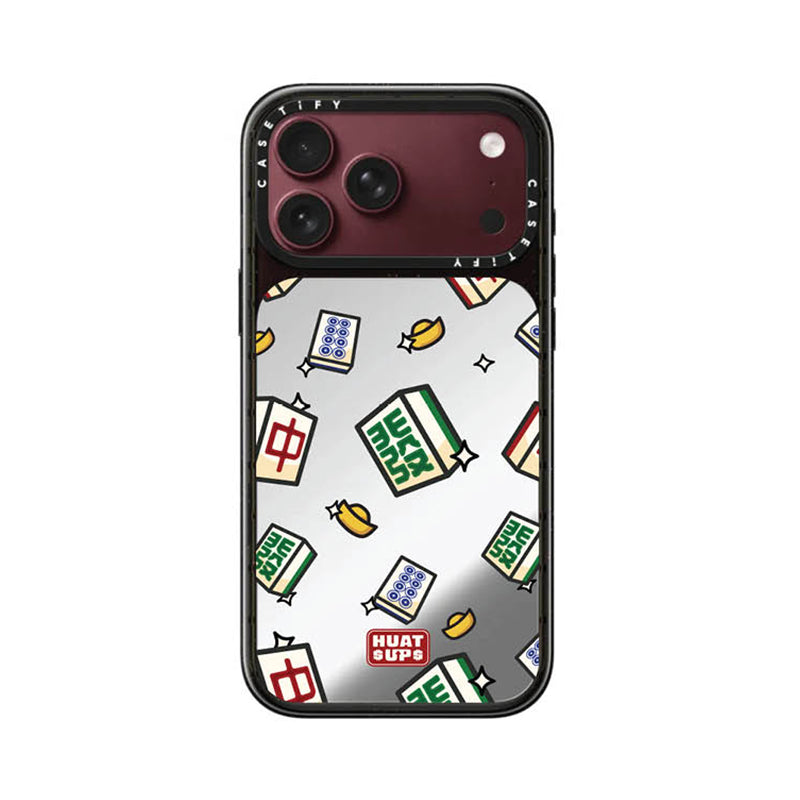 CASETiFY Magsafe Mirror Case for iPhone 18 / 17 Series - Final Mahjong Silver On Black
