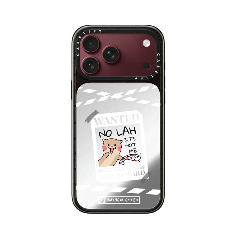 CASETiFY Magsafe Mirror Case for iPhone 18 / 17 Series - Anyhow Otter Wanted Silver On Black