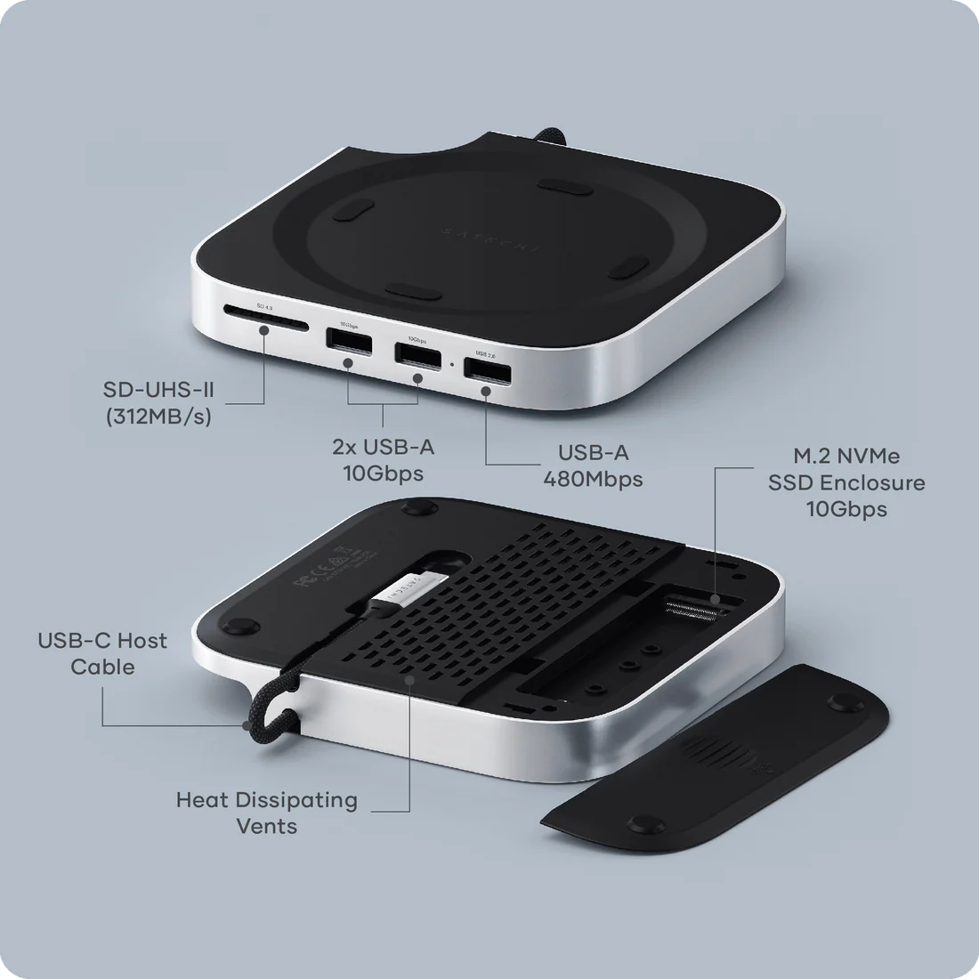 Satechi Mac Mini M4 Stand & Hub with SSD Enclosure