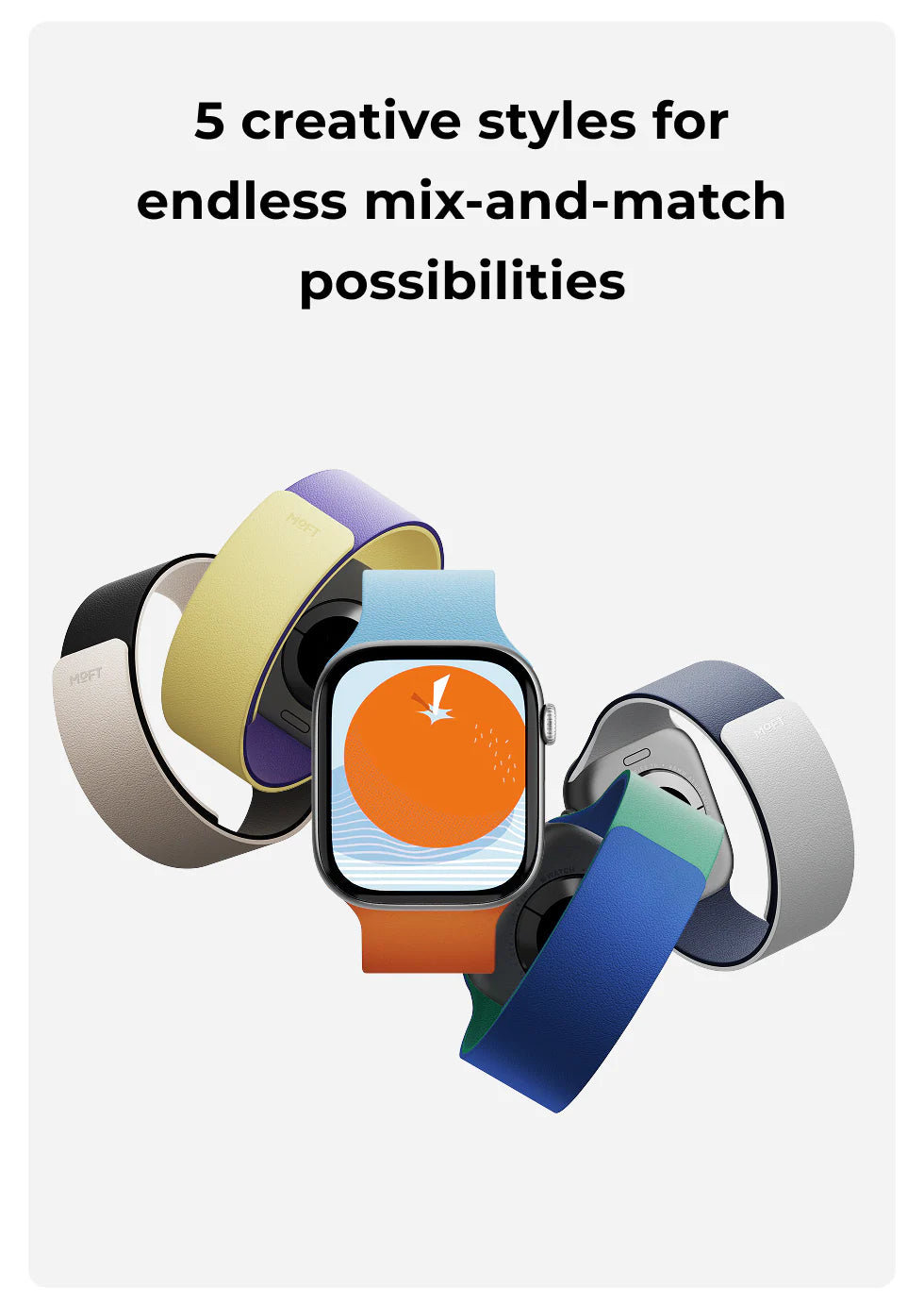 MOFT Snap Watch Band for Apple Watch 40mm/41mm/42mm & 44mm/45mm/46mm/49mm - Jet Black Beach White