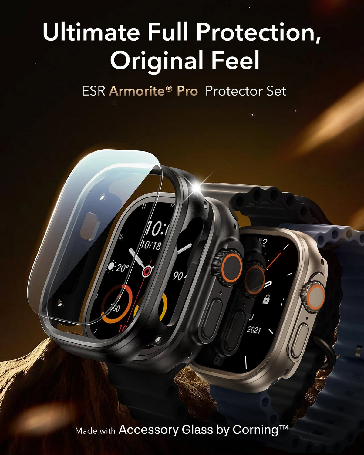 ESR Apple Watch Ultra 3 (49mm) Armorite Pro Protection Set (1 Case + 2 Tempered Glass)