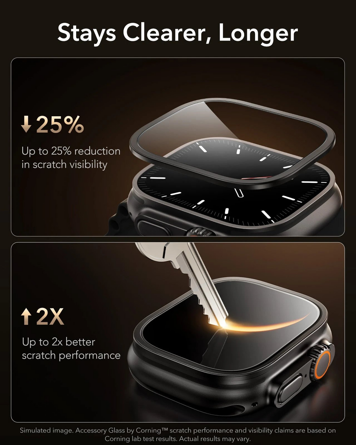 ESR Apple Watch Ultra 49mm Armorite® Pro Tempered Glass (2pcs Pack) - For Apple Watch Ultra 3/ Ultra 2/ Ultra (49mm)