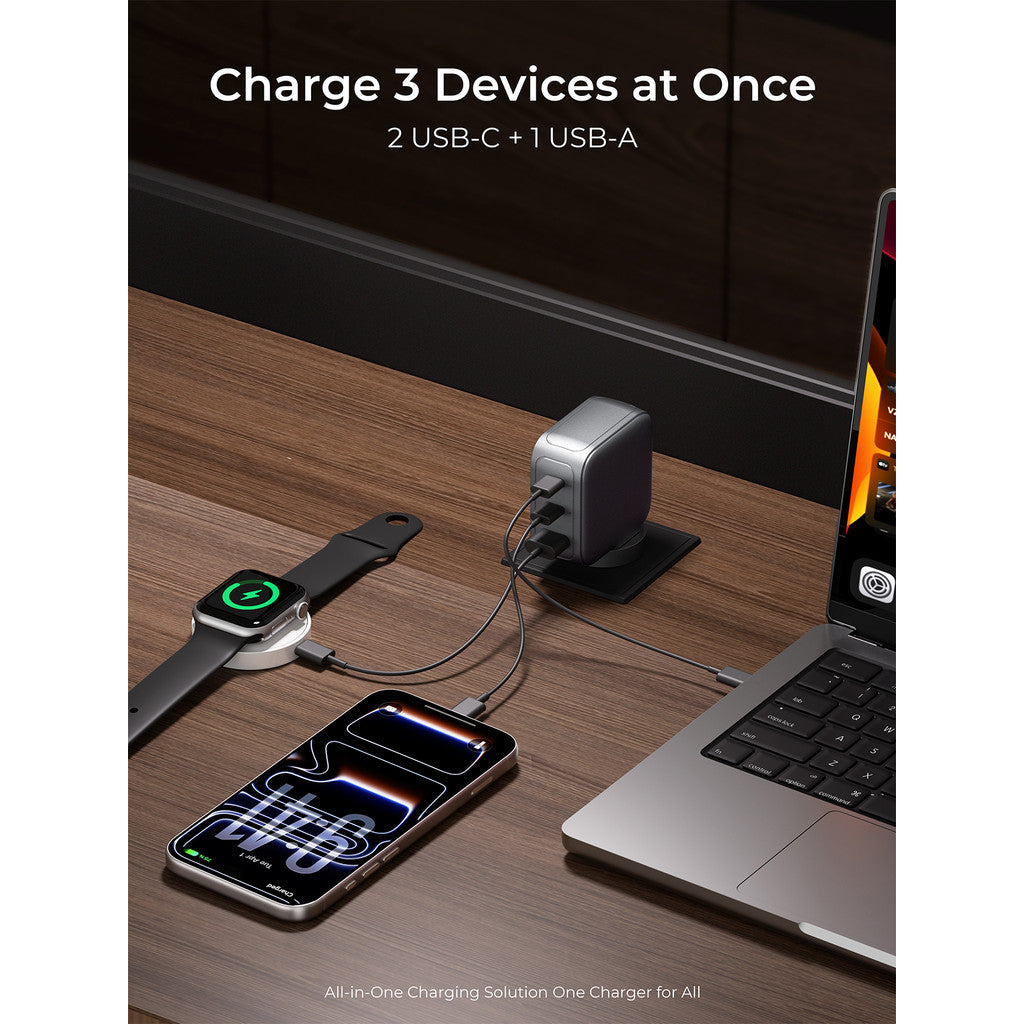 Aukey PA-B9 Nova PinS 100W GaN Wall Charger Smart Display EU UK US TH Interchangeable Plugs