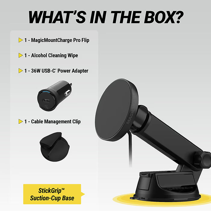 Scosche MagicMount Charge Pro Flip - 25W Qi2 Magnetic Wireless Car Charging Phone Mount