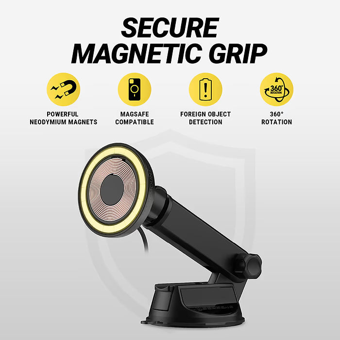 Scosche MagicMount Charge Pro Flip - 25W Qi2 Magnetic Wireless Car Charging Phone Mount