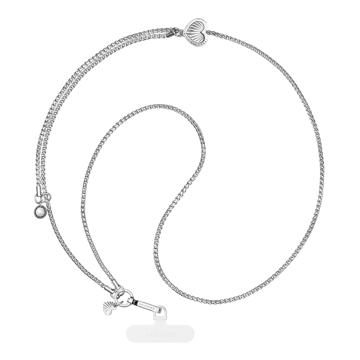 CASETiFY Cross Body Metal Heart Chain Phone Strap - Silver