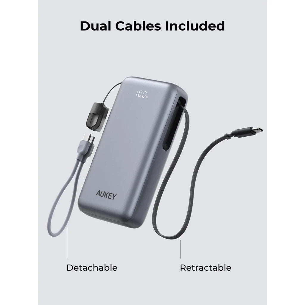 Aukey PB-Y94 Swivel Det 20000mAh 65W Fast Charging Power Bank with Detachable Cable