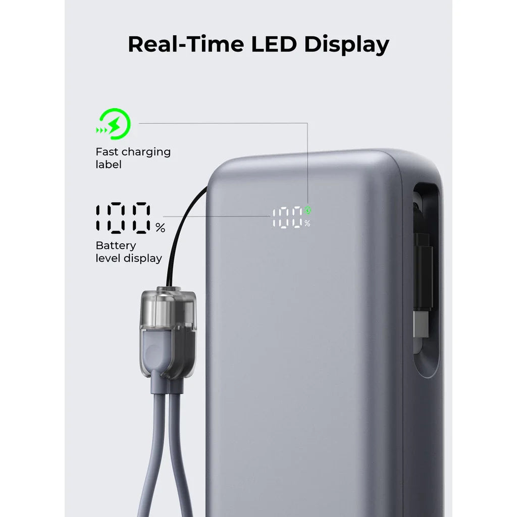 Aukey PB-Y94 Swivel Det 20000mAh 65W Fast Charging Power Bank with Detachable Cable