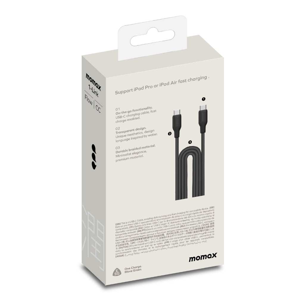 Momax DC25/DC26 1-Link 100W USB-C to USB C Braided Cable (2m/3m)