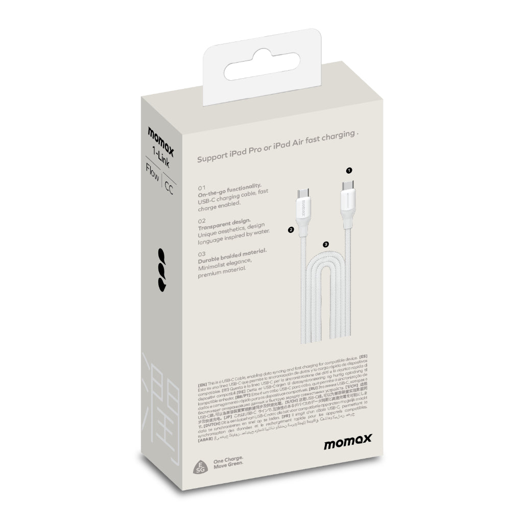 Momax DC25/DC26 1-Link 100W USB-C to USB C Braided Cable (2m/3m)