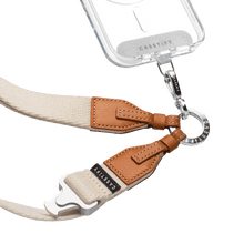 Load image into Gallery viewer, CASETiFY Cross Body &amp; Wrist 2-in-1 Utility Phone Strap w/ Leather Case for Airpods Pro 2 - Ecru Tan
