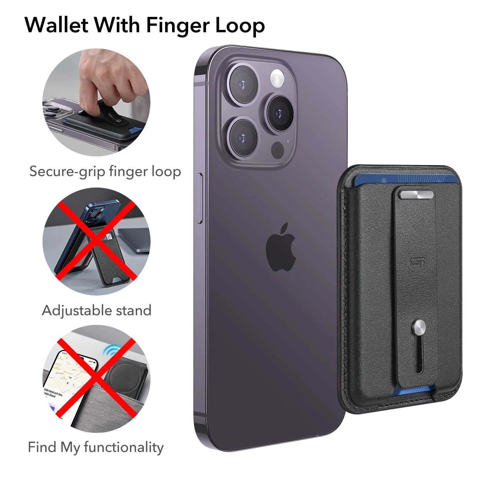 ESR HaloLock Magnetic Wallet with Finger Loop