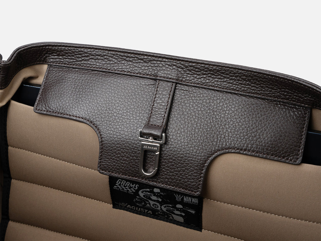 [Limited Edition] Grams(28) 184 Weekender Tote Bag - Pebbled Suede Dark Brown x MV Agusta