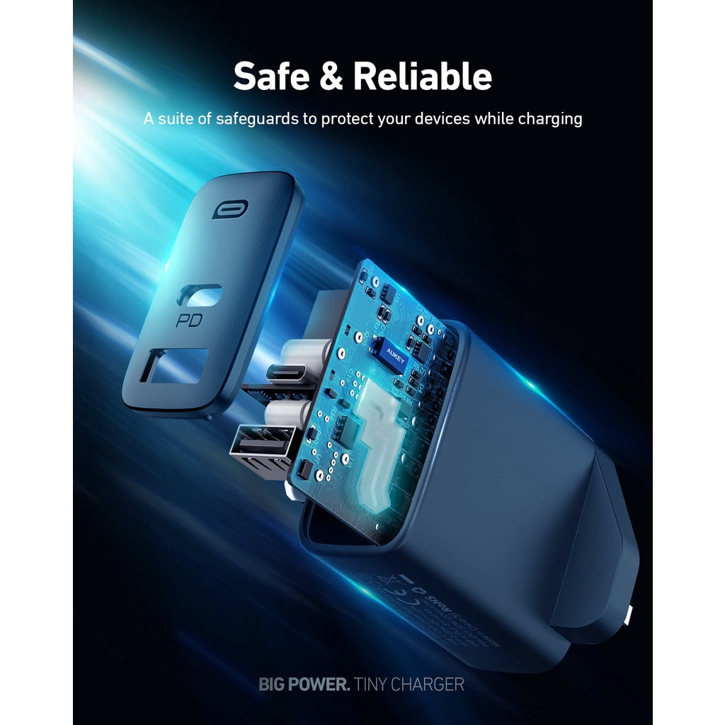 Aukey PA-F3S 32W Swift Series PD Dual USB-C & USB-A Wall Charger (24 Months Warranty)