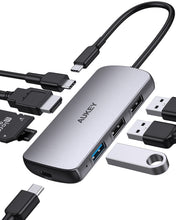 Load image into Gallery viewer, Aukey CB-C85 USB C Hub 8-in-1 with 4K HDMI, USB 2.0. USB 3.0, 100W PD Charging, SD&amp;Micro SD Card Reader
