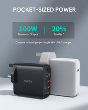 Load image into Gallery viewer, Aukey PA-B7S 4 Port 100W PD Super Fast Charging Wall Charger
