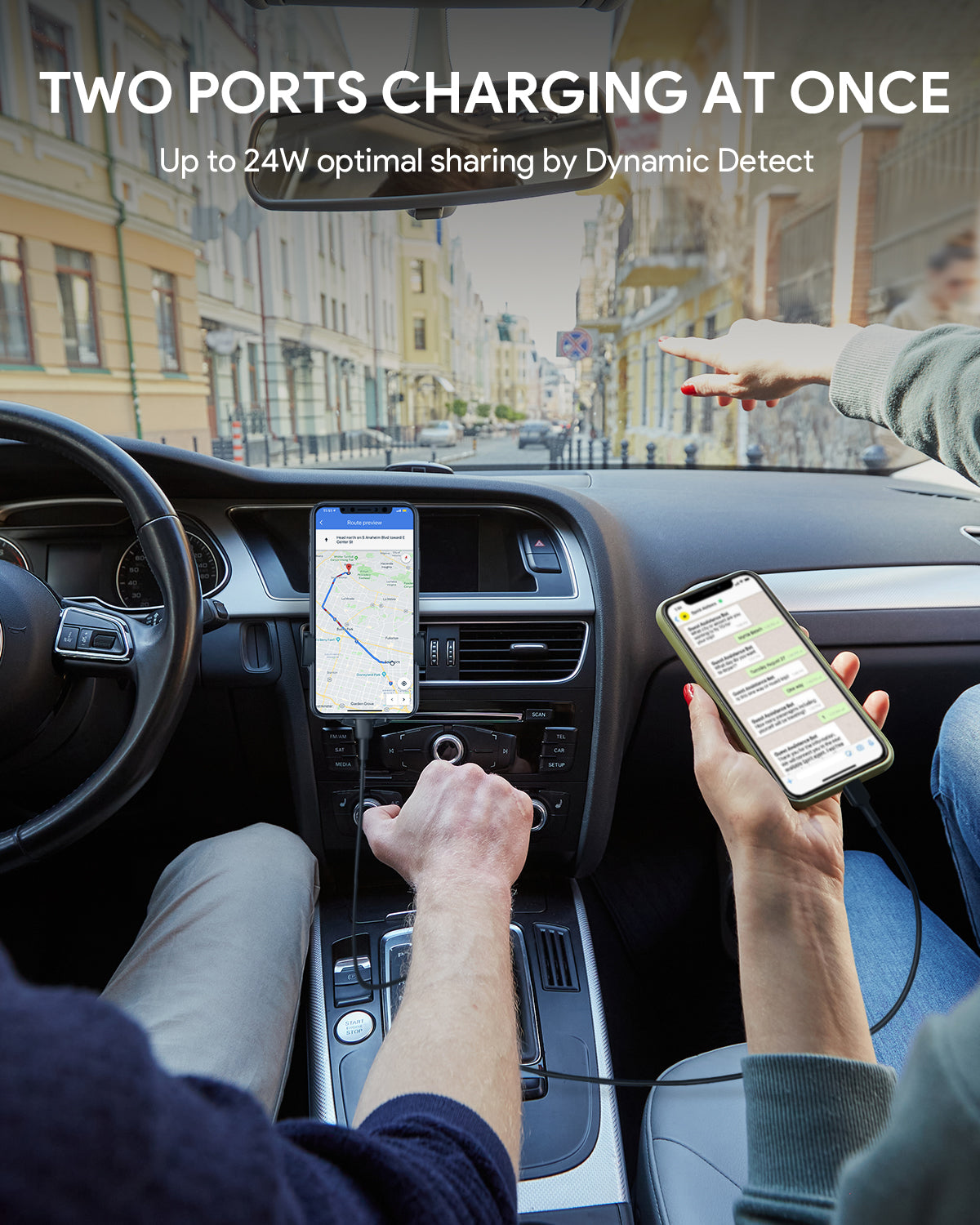 Aukey CC-A4 Dual Port USB-C 30W PD Car Charger