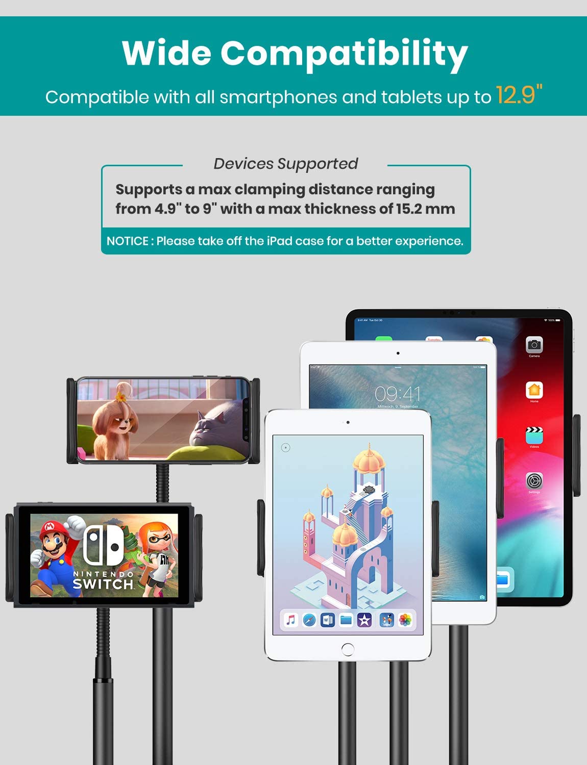 MONO Dsign Tabletop Phone and Tablet Stand with Flexible Gooseneck