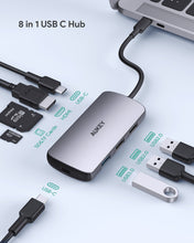 Load image into Gallery viewer, Aukey CB-C85 USB C Hub 8-in-1 with 4K HDMI, USB 2.0. USB 3.0, 100W PD Charging, SD&amp;Micro SD Card Reader
