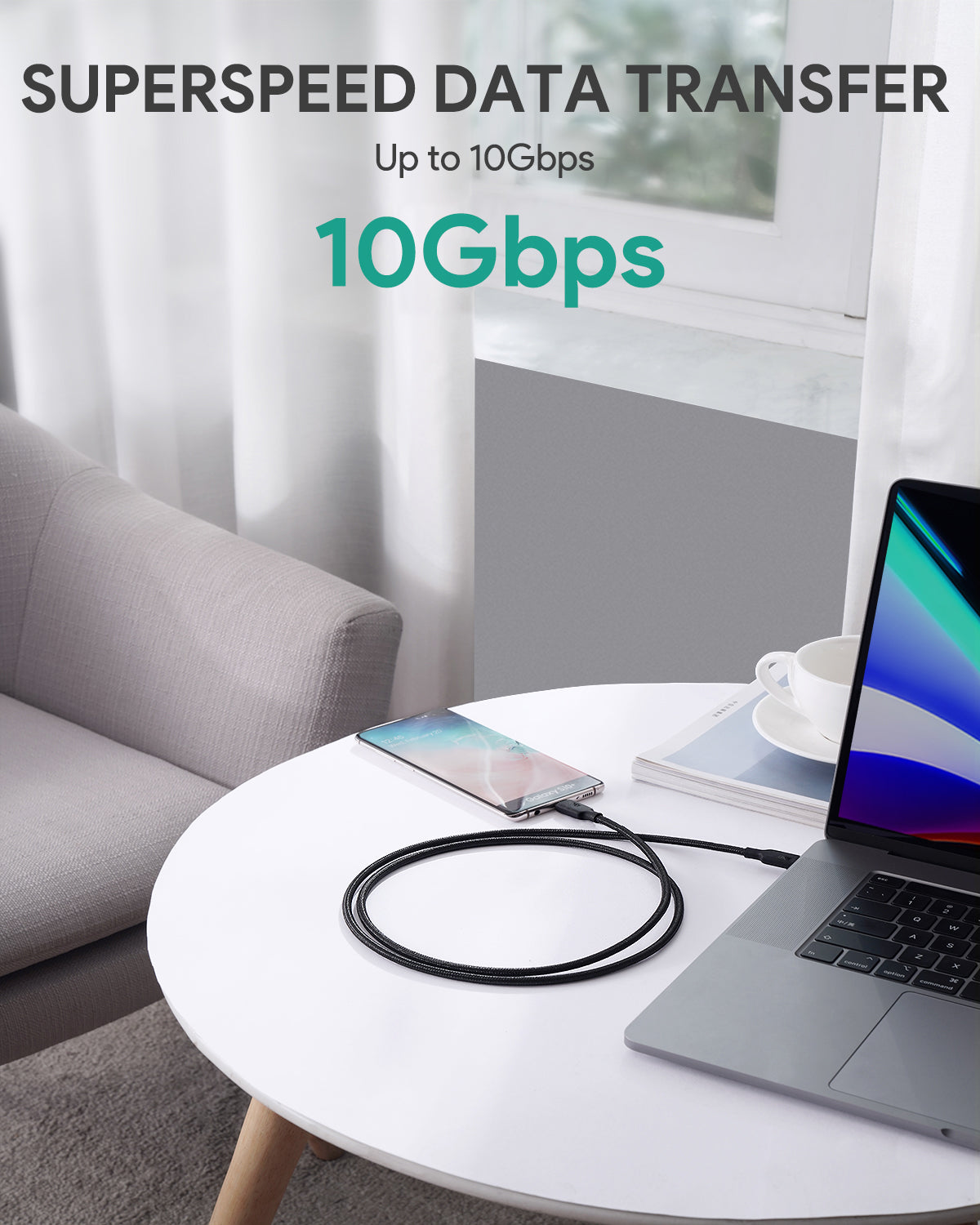 Aukey CB-CD21 100W Gen2 E-Marker PD USB 3.1 USB C to C Cable 1.2M