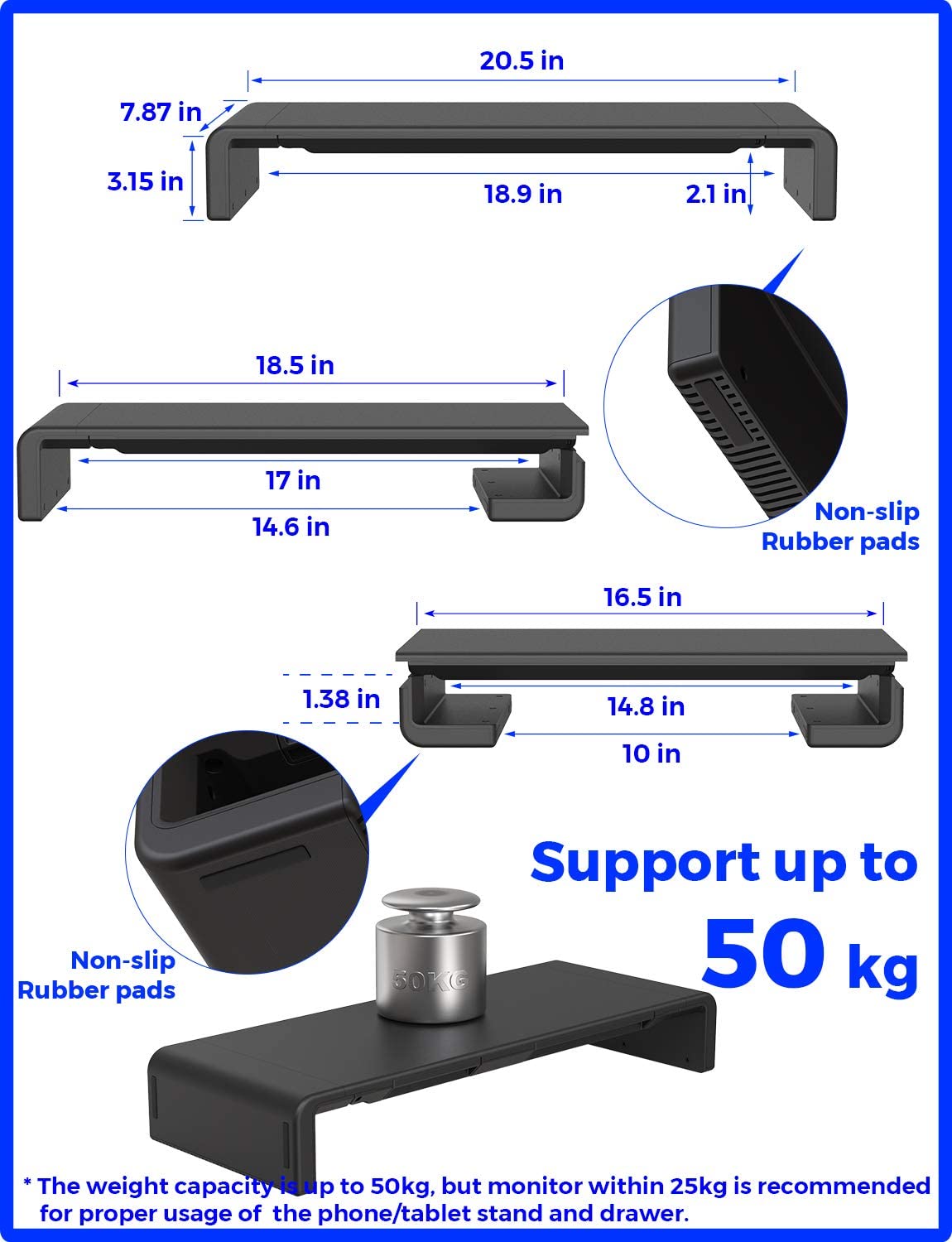 MONO Dsign Desktop Monitor Stand with Built in Storage and Phone Stand