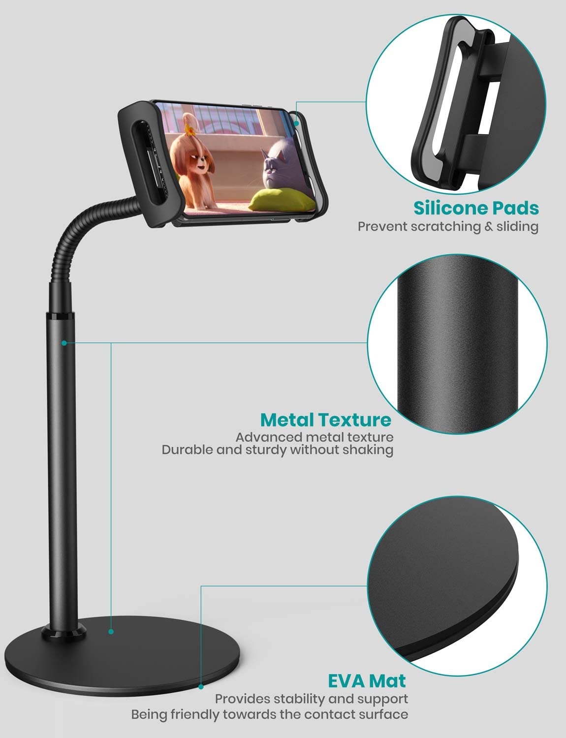 MONO Dsign Tabletop Phone and Tablet Stand with Flexible Gooseneck