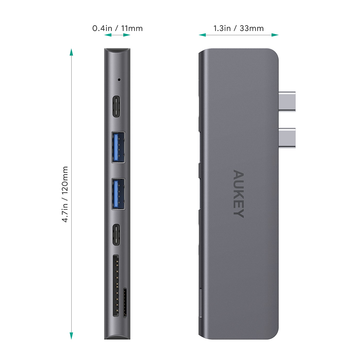 Aukey CB-C76 Type C to USB 3.0 7-in-1 Thunderbolt 3 Hub