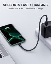 Load image into Gallery viewer, Aukey CB-CL12 0.18m Type-C to Lightning Nylon Cable
