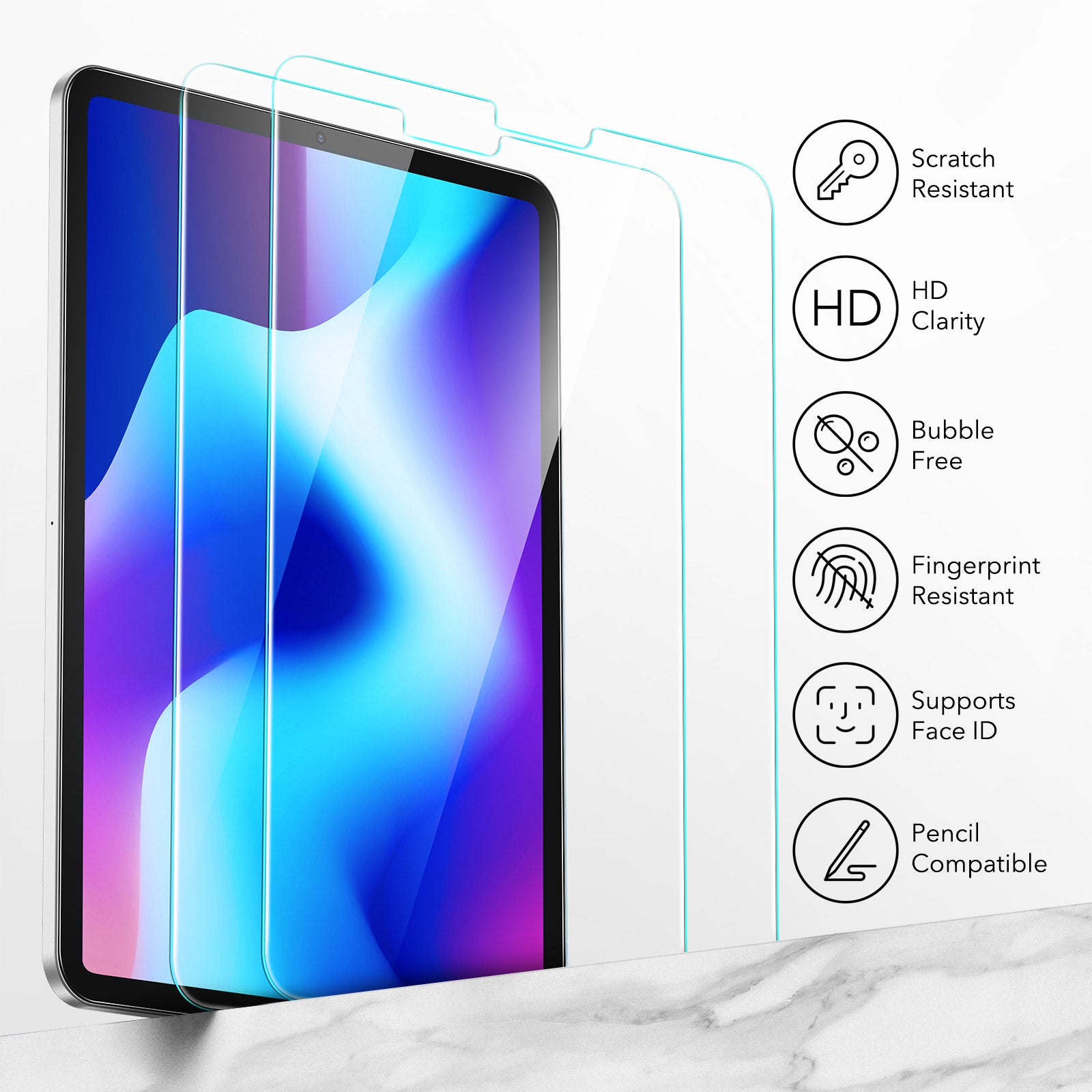 ESR Tempered-Glass Screen Protector for iPad 10th Gen / Air 5/4 / Pro 11 / Pro 12.9 (2018/ 2020/2021/2022) - 1/2 pcs