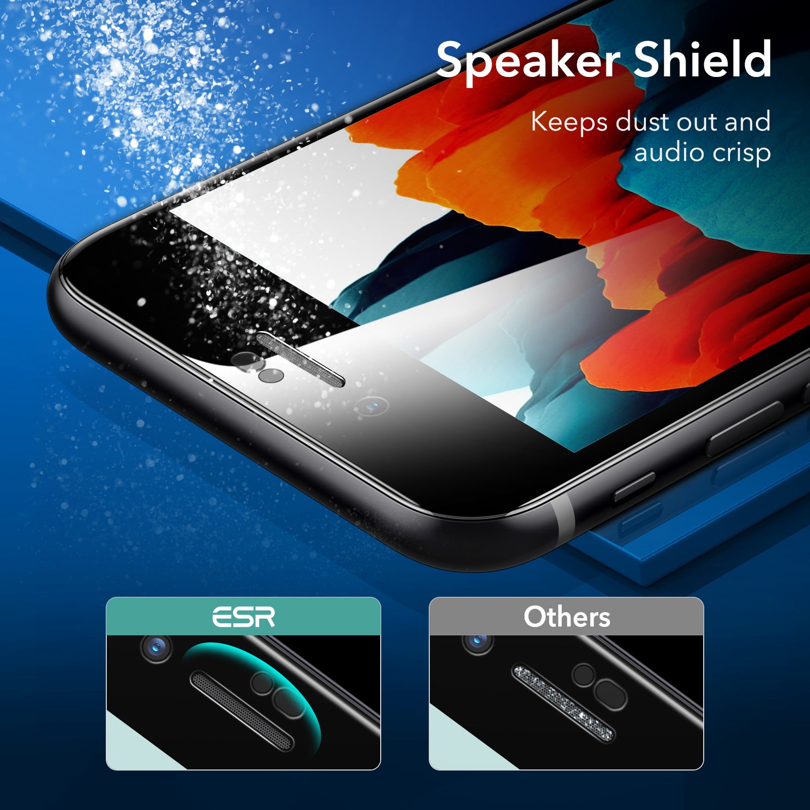 ESR 2pcs Armorite Full-Coverage Tempered-Glass Screen Protector with Speaker Shield for iPhone SE (2022/2020)