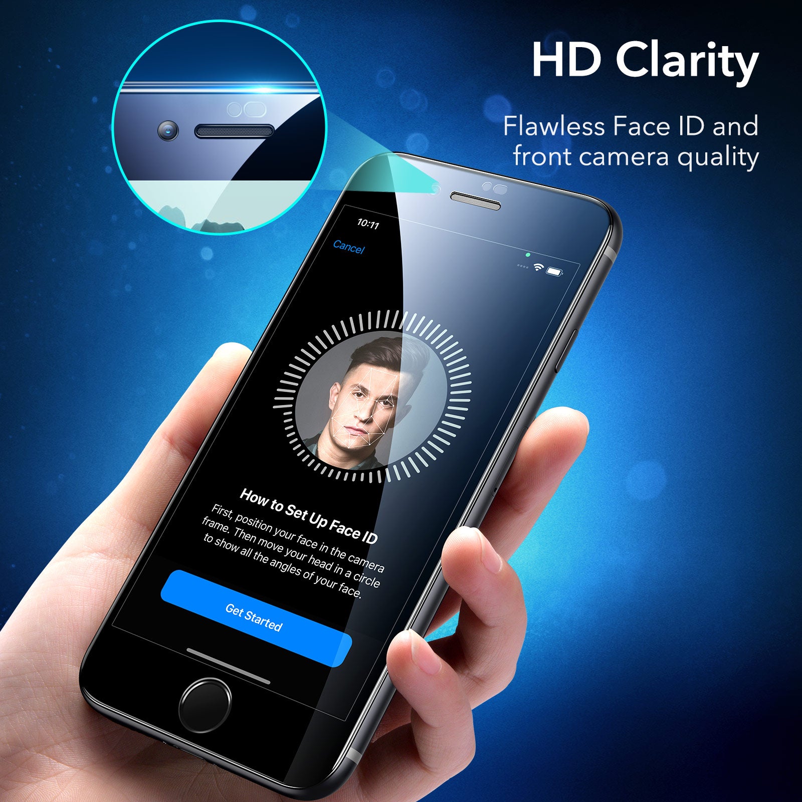 ESR 2pcs Armorite Full-Coverage Tempered-Glass Screen Protector with Speaker Shield for iPhone SE (2022/2020)