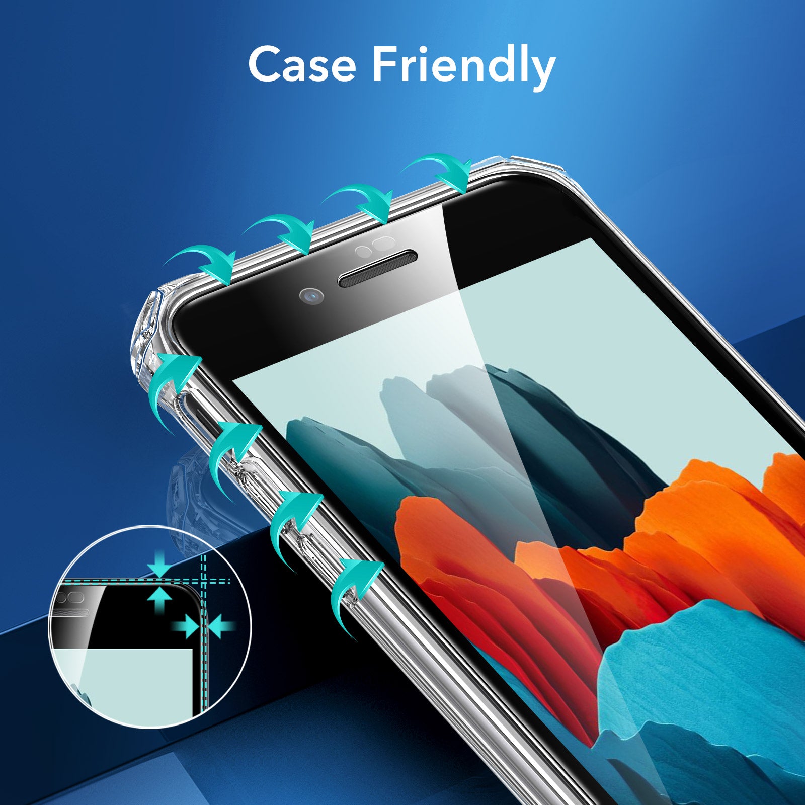 ESR 2pcs Armorite Full-Coverage Tempered-Glass Screen Protector with Speaker Shield for iPhone SE (2022/2020)