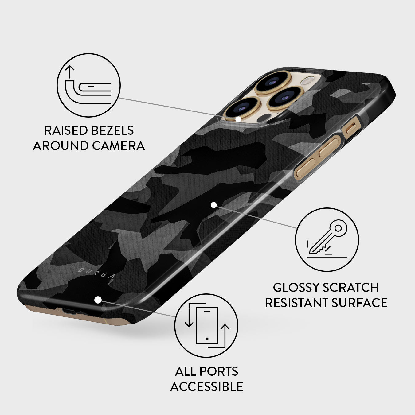 Burga Night Black Tough Case for iPhone 13 / 13 Pro / 13 Pro Max