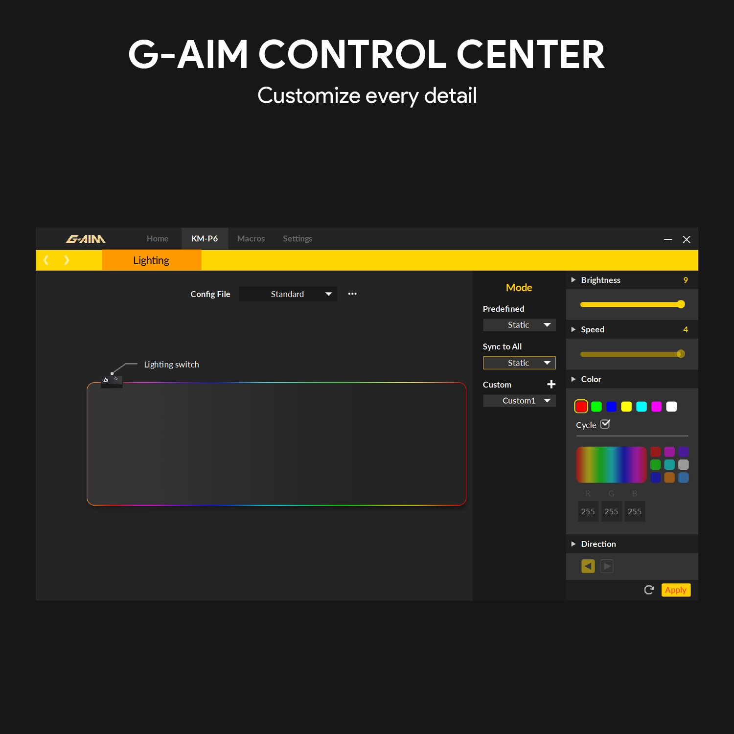 AUKEY KM-P6 Customisable RGB Large Gaming Mouse Pad Oversized (800mm x 300mm x 4mm)